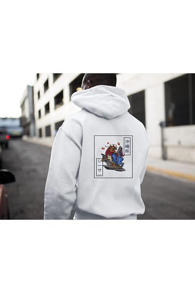 Raf Coll Φούτερ Unisex Λευκό Ψηφιακό εμπριμέ με κουκούλα
