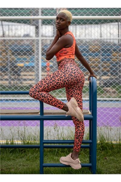 Grenj Fashion Αθλητικό κολάν με ψηφιακή εκτύπωση με σχέδιο λεοπάρ και ψηλόμεσ...