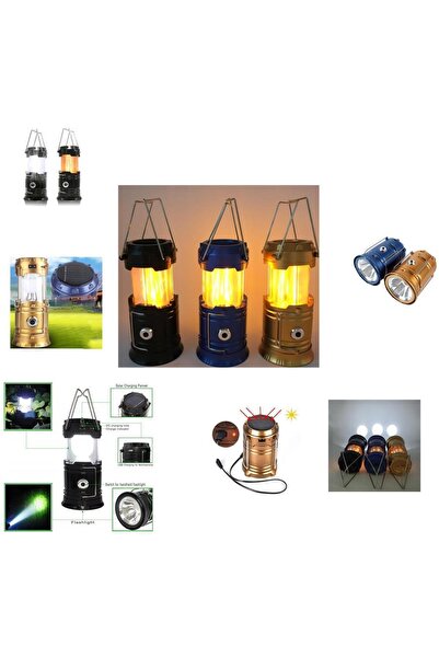rennway Solar Şarj Edilebilir Çok Fonksiyonlu Kamp Lambası Işıldak Powerbank