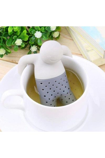 SYNOPE Silicone Tea Strainer Interesting Cute Funny Filter Tea Brewing Strainer Sitting Man Tea Strainer