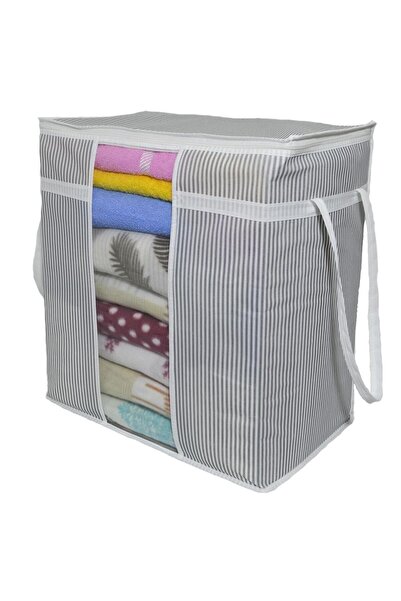 Smyak حقيبة تخزين نافذة مخططة للأسف - 50x45x30 سم