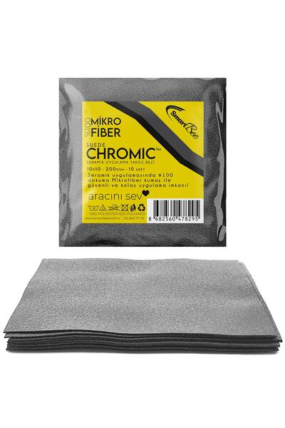 SmartBee Gri Chromic 10’lu Suede Mikrofiber Seramik Uygulama Bezi 10×10 200gsm