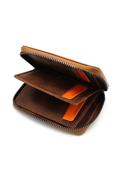 Westpolo West Polo Genuine Vintage Leather Zippered Wallet Card Holder Tr1695cr