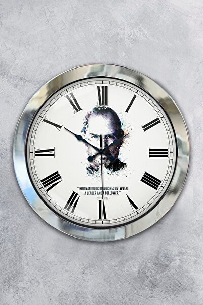 Platin Saat ساعة حائط ستيف جوبز معدن كروم مقاس 36 سم