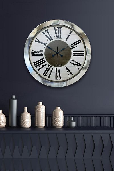 Kasva Concept Gift 36 cm Chrome Metal Royal Wall Clock