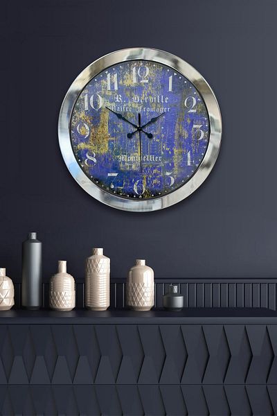 Kasva Concept Gift 36 cm Chrome Metal Schengen Wall Clock