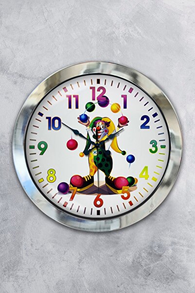 Platin Saat ساعة حائط مهرج حائط معدنية من الكروم 36 سم هدية