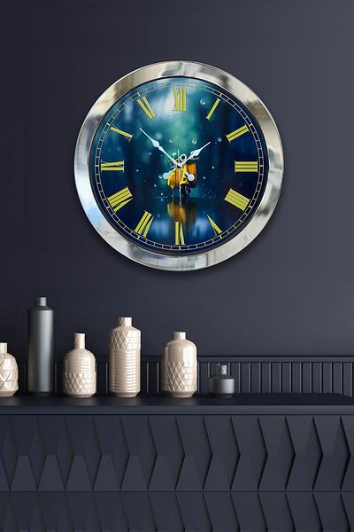 Kasva Concept Gift 36 cm Chrome Metal Motor Wall Clock