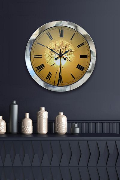 Kasva Concept Gift 36 cm Chrome Metal Sun Wall Clock