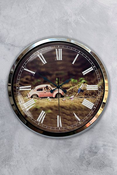 Kasva Concept Cadou 40 Cm Ceas de Perete Tosbağa Metal Cromat