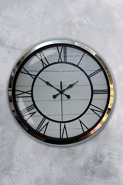 Kasva Concept Δώρο Δωμάτιο Γραφείου 40 cm Χρώμιο Μεταλλικό Ρολόι Τοίχου με Ρωμαϊκούς Αριθμούς