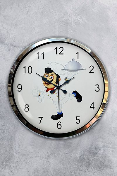 Kasva Concept Gift 40 cm Chrome Metal Kitchen Cooking Wall Clock