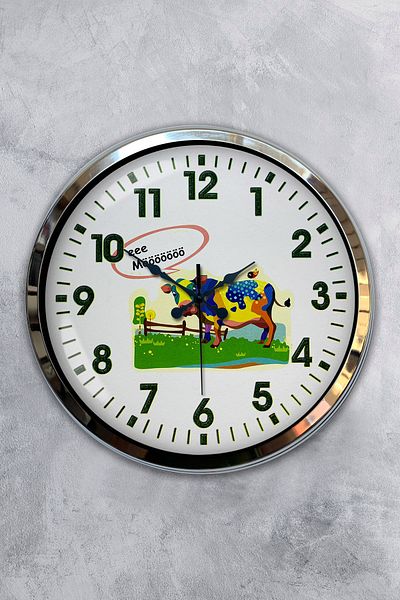 Kasva Concept Gift 40 cm Chrome Metal Butcher Wall Clock
