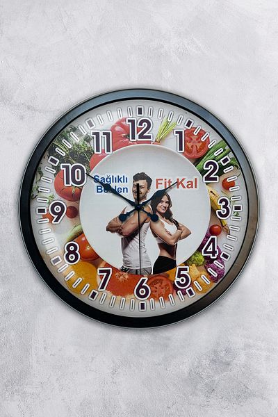Kasva Concept Gift 40 cm Black Metal Dietician Wall Clock