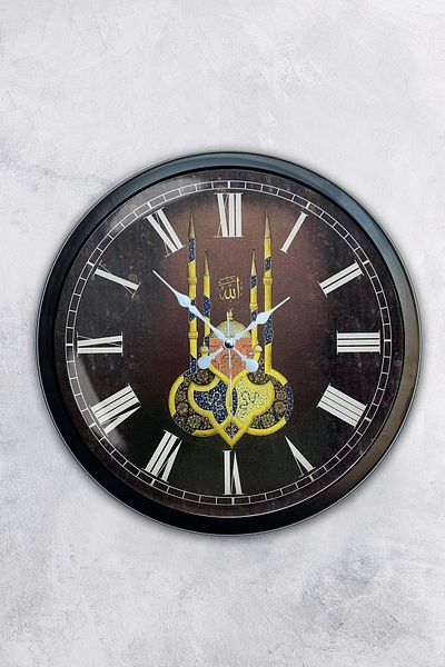 Kasva Concept Gift 40 cm Black Metal Mosque Wall Clock