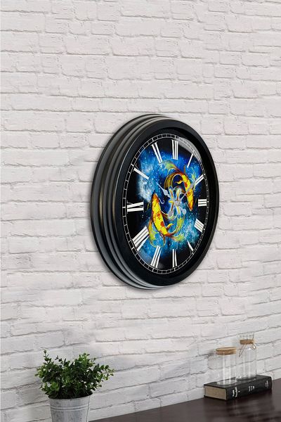 Kasva Concept 40 cm Black Metal Pisces Wall Clock