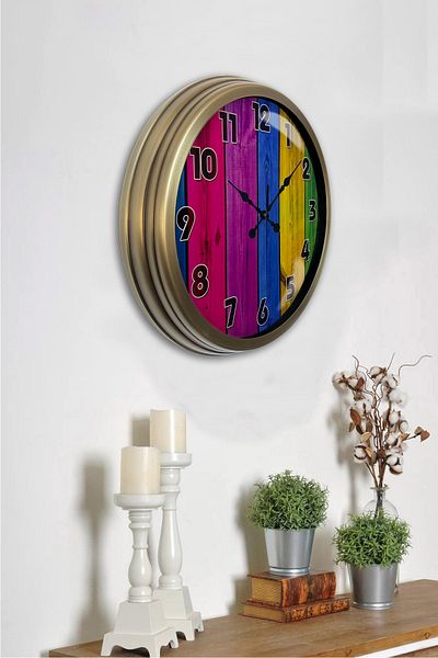 Kasva Concept Cadou 40 Cm Ceas de Perete Curcubeu Metal Vechi