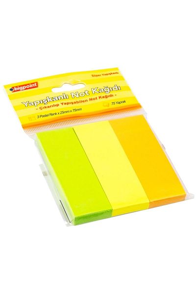Bigpoint Adhesive Note Paper 3 Pastel Colors 25x75mm