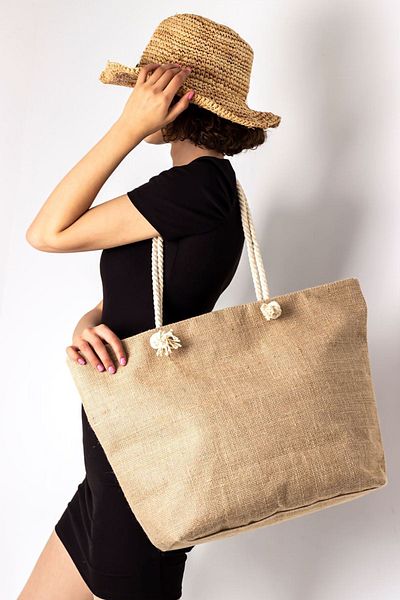 Lal Shoes & Bags Geantă de plajă din paie Elissa pentru femei (cu fermoar)-răchită