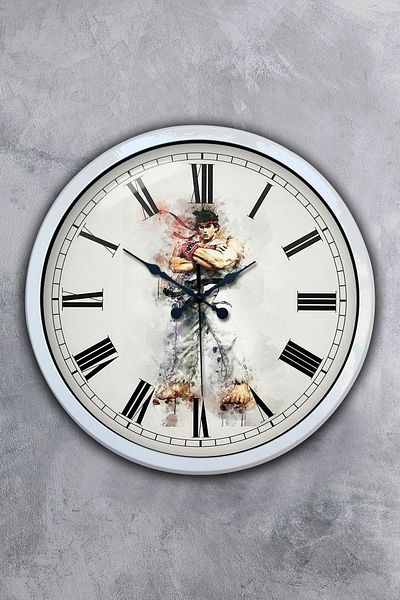 Kasva Concept 40 cm White Metal Street Fighter Wall Clock