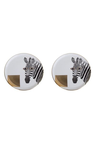 Porland Wild Life Zebra Flat Plate 20cm Set of 2
