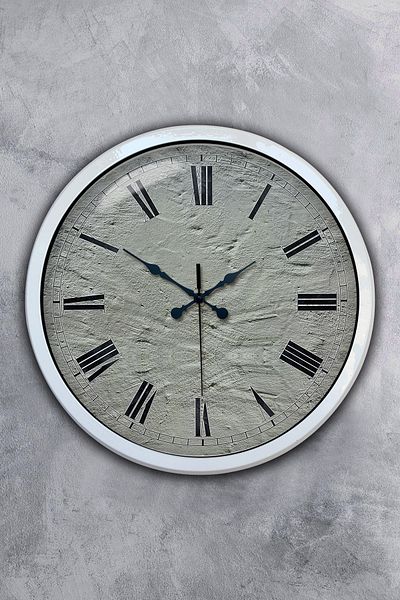 Kasva Concept Ρολόι τοίχου 40 εκ. Λευκή Μεταλλική Πέτρα