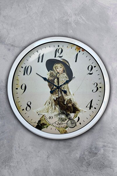 Platin Saat ساعة حائط بناتي معدنية بيضاء مقاس 40 سم