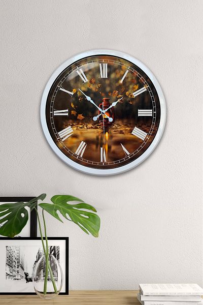 Kasva Concept Cadou 40 Cm Ceas de Perete Lanternă Metal Alb