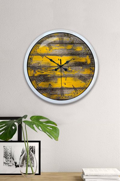 Kasva Concept 40 cm White Metal Natural Wood Wall Clock
