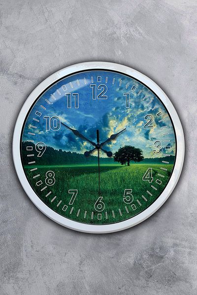 Kasva Concept 40 cm White Metal Natural Life Wall Clock