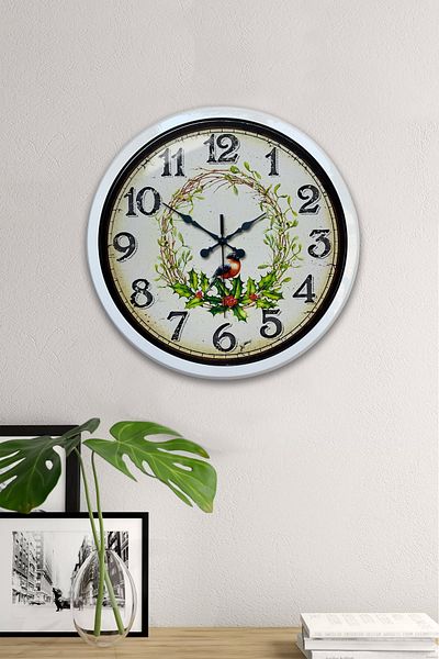 Kasva Concept Gift 40 cm White Metal Bird Wall Clock