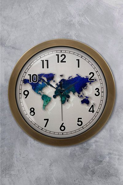 Kasva Concept Gift 36 cm Antique Metal Map Wall Clock