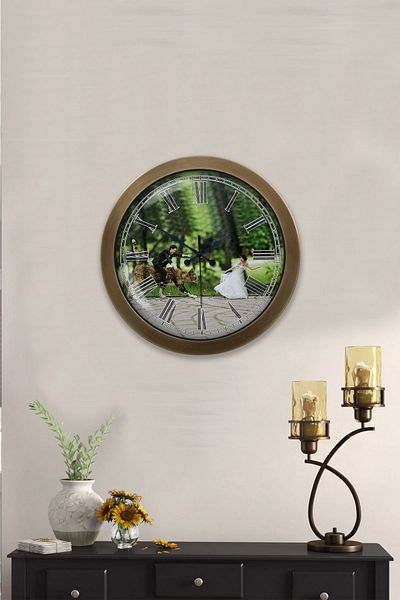 Kasva Concept 36 cm Antique Metal Bride Groom Wall Clock