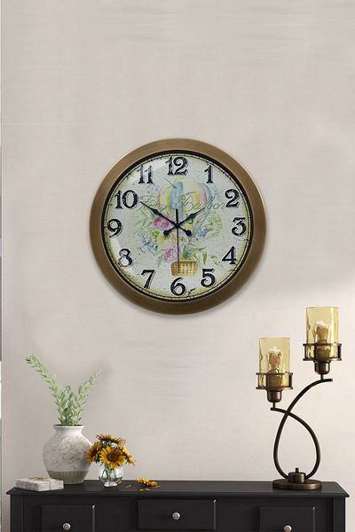 Kasva Concept Gift 36 cm Antique Metal Balloon Wall Clock