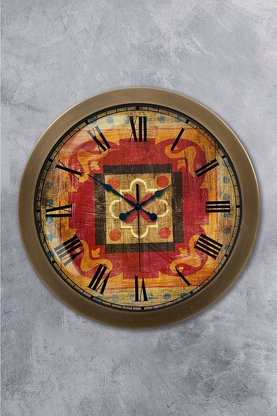 Kasva Concept Gift 36 cm Antique Metal Wooden Wall Clock