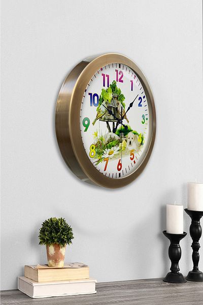 Kasva Concept 36 cm Tumbled Metal Natural Life Wall Clock