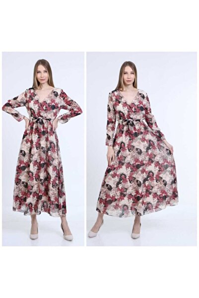 CİXAPLE Duga šifonska haljina sa cvetnim uzorkom