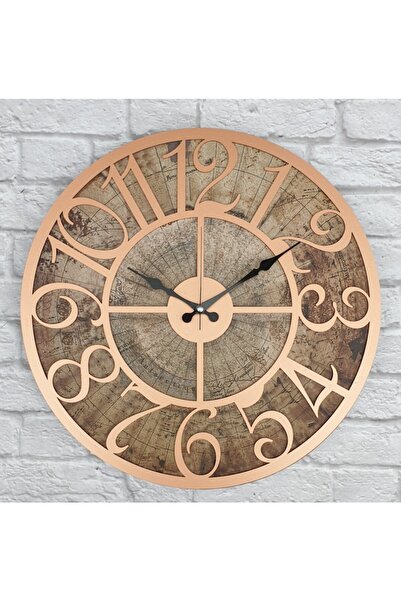 Markakanvas Eski Dünya Duvar Saati Bakır 50x50cm