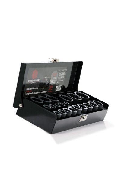 WORLDFORCE TOOLS Worldforce 1/2" Impact Short Socket Set Metal Boxed 8-32mm 20 Piece Set