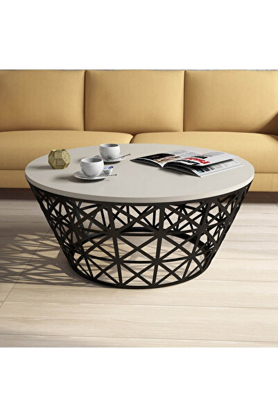 Variant Mobilya Stil Metal Ferforje Orta Sehpa - Krem