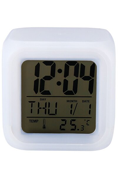 Markafox 7 Renk Değiştiren Çocuk Odası Alarmlı Dijital Küp Çalar Saat