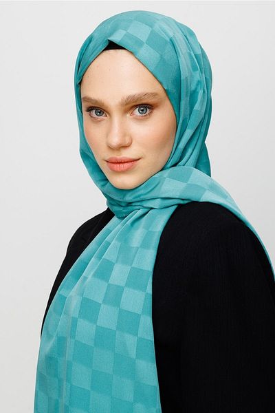 FRESCO SCARFS Γυναικείο χιτζάμπ Μεταξένιο βαμβακερό ζακάρ σάλι*πράσινο μέντας