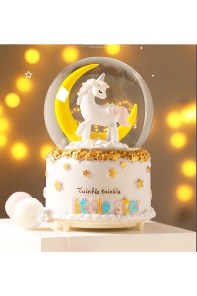 hediyeconcepti Sevgiliye Hediye Seni Düşünmek Unicorn Püskürtmeli Büyük Boy Müzikli Işıklı Kar Küresi