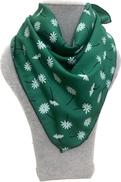 sema aksesuar هدية عيد الأم وشاح من الساتان مزين بالزهور باللون الأخضر - وشاح...