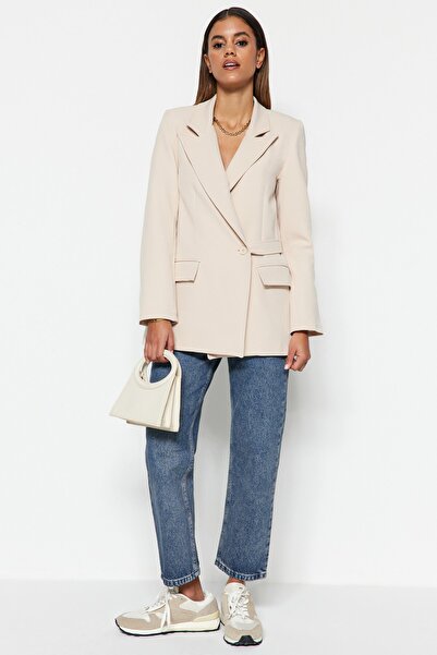 Trendyol Collection Sako TWOSS23BC00105 s dvojitým zapínáním a zapínáním z kamene