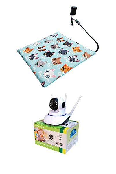 POWERTEC Evcil Hayvan Izleme Güvenlik Kamerası Ve Kedi Köpek Isıtıcı Minder Set 45cmx45cmx5cm