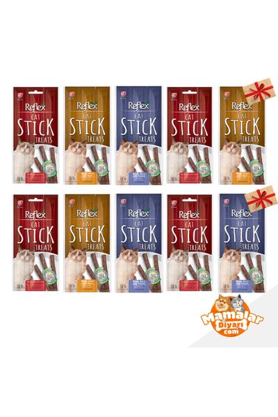 Reflex Stick Kedi Ödül Maması 3.5gr \5 Farklı Çeşit (10 Adet 3lü)