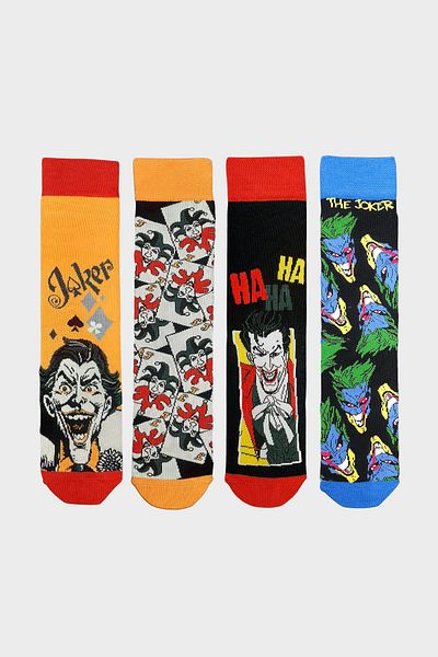 joker Мъжки чифт от 4 шарени цветни чорапи до глезена