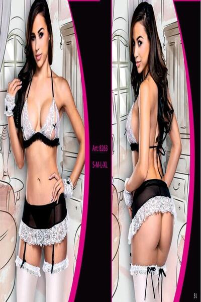 For Dreams 8263 Жіноча біла фантазійна нічна сорочка