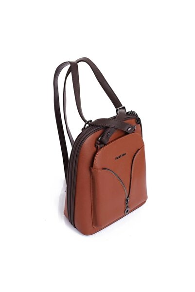 By Hakan Miami Polo 1206 Juniper Leather Women's Backpack Shoulder Bag Tan-brown